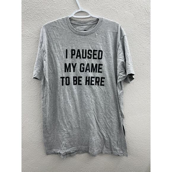 Annarbor Brand T-Shirt Size XL Gray Graphic Paused My Game Short Sleeve - Picture 1 of 8